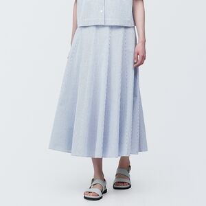 MUJI Womens 100% Organic Cotton Flare Skirt Bottom Cool Touch Broadcloth Flare